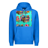 True Royal floral hippie truck seamless pattern Premium Hoodie - HRA Design Shop