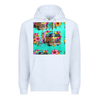 White floral hippie truck seamless pattern Premium Hoodie - HRA Design Shop