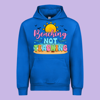 Beaching Not Teaching Black Back Urban Hoodie Designed By Jahusdesignshop