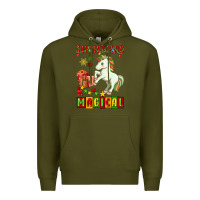 Army Green christmas magical unicorn Premium Hoodie - FaDigitalArtStudio