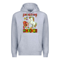 Heather Grey christmas magical unicorn Premium Hoodie - FaDigitalArtStudio