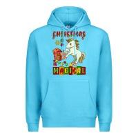 Ocean Blue christmas magical unicorn Premium Hoodie - FaDigitalArtStudio