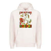 Pale Pink christmas magical unicorn Premium Hoodie - FaDigitalArtStudio