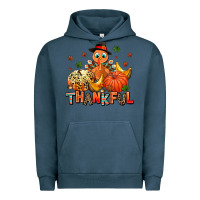 Pigment Midnight Navy thankful pumpkins and turkey Urban Hoodie - AdoDesignShop