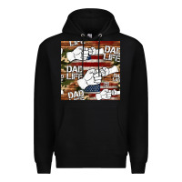 Black dad life fist bump seamless pattern Premium Hoodie - HRA Design Shop