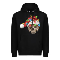 Black Christmas skull with santa hat Premium Hoodie - FaDigitalArtStudio
