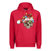 Cardinal Christmas skull with santa hat Premium Hoodie - FaDigitalArtStudio