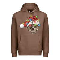 Chestnut Christmas skull with santa hat Premium Hoodie - FaDigitalArtStudio