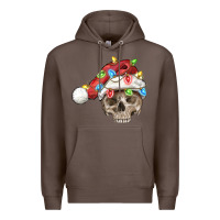 Coffee Christmas skull with santa hat Premium Hoodie - FaDigitalArtStudio