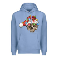 Colony Blue Christmas skull with santa hat Premium Hoodie - FaDigitalArtStudio