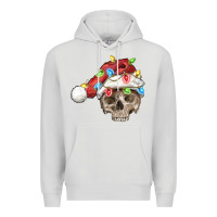 Dove Grey Christmas skull with santa hat Premium Hoodie - FaDigitalArtStudio