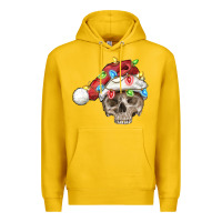 Lemon Christmas skull with santa hat Premium Hoodie - FaDigitalArtStudio
