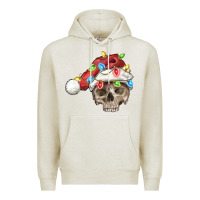 Oatmeal Heather Christmas skull with santa hat Premium Hoodie - FaDigitalArtStudio