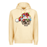Pina Colada Christmas skull with santa hat Premium Hoodie - FaDigitalArtStudio
