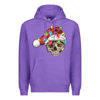 Purple Christmas skull with santa hat Premium Hoodie - FaDigitalArtStudio