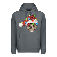 Rock Christmas skull with santa hat Premium Hoodie - FaDigitalArtStudio
