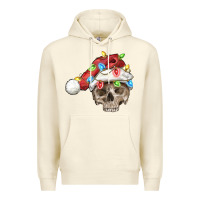 Sandshell Christmas skull with santa hat Premium Hoodie - FaDigitalArtStudio