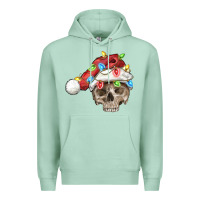 Seafoam Christmas skull with santa hat Premium Hoodie - FaDigitalArtStudio