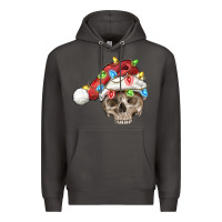 Smoke Christmas skull with santa hat Premium Hoodie - FaDigitalArtStudio