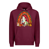 Burgundy Christmas Unicorn Rainbow Premium Hoodie - FaDigitalArtStudio