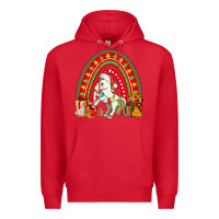 Red Christmas Unicorn Rainbow Premium Hoodie - FaDigitalArtStudio