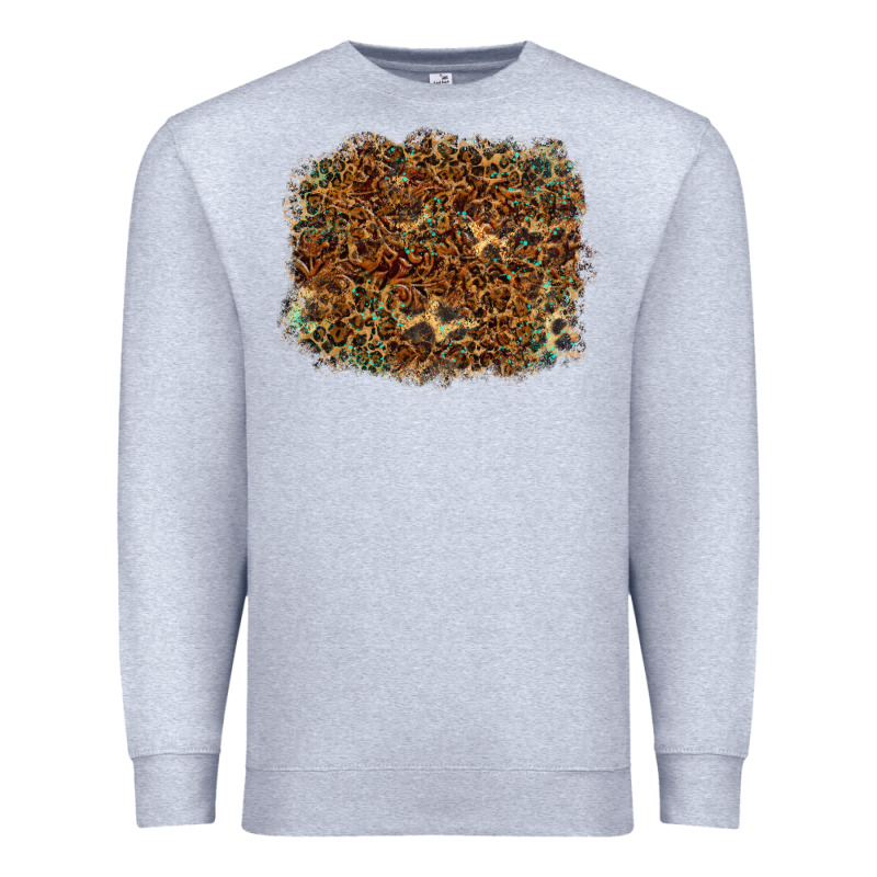 Leopard Tooled Leather Turquoise Premium Sweatshirt by RanaPortraitStore | Teevron