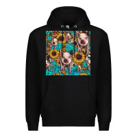 Black cute pig with patches seamless pattern Premium Hoodie - HRA Design Shop
