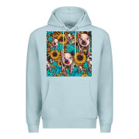 Blue Mist cute pig with patches seamless pattern Premium Hoodie - HRA Design Shop