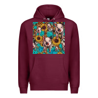 Burgundy cute pig with patches seamless pattern Premium Hoodie - HRA Design Shop