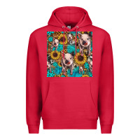 Cardinal cute pig with patches seamless pattern Premium Hoodie - HRA Design Shop