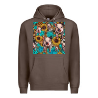 Coffee cute pig with patches seamless pattern Premium Hoodie - HRA Design Shop