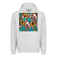 Dove Grey cute pig with patches seamless pattern Premium Hoodie - HRA Design Shop