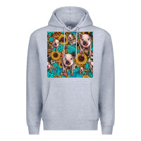 Heather Grey cute pig with patches seamless pattern Premium Hoodie - HRA Design Shop