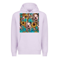 Lilac cute pig with patches seamless pattern Premium Hoodie - HRA Design Shop