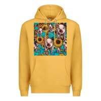 Mustard cute pig with patches seamless pattern Premium Hoodie - HRA Design Shop