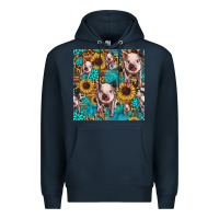 Navy cute pig with patches seamless pattern Premium Hoodie - HRA Design Shop
