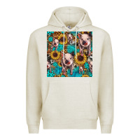 Oatmeal Heather cute pig with patches seamless pattern Premium Hoodie - HRA Design Shop