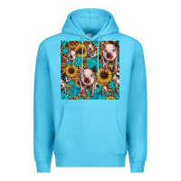 Ocean Blue cute pig with patches seamless pattern Premium Hoodie - HRA Design Shop