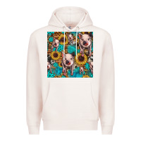 Pale Pink cute pig with patches seamless pattern Premium Hoodie - HRA Design Shop