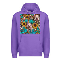 Purple cute pig with patches seamless pattern Premium Hoodie - HRA Design Shop