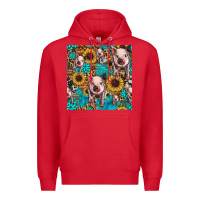 Red cute pig with patches seamless pattern Premium Hoodie - HRA Design Shop