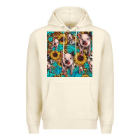 Sandshell cute pig with patches seamless pattern Premium Hoodie - HRA Design Shop