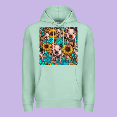 Cute Pig With Patches Seamless Pattern Premium Hoodie Designed By Hra Design Shop