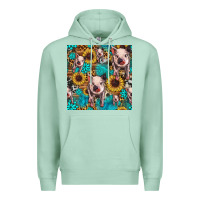 Seafoam cute pig with patches seamless pattern Premium Hoodie - HRA Design Shop