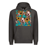 Smoke cute pig with patches seamless pattern Premium Hoodie - HRA Design Shop