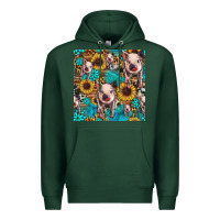 Sports Green cute pig with patches seamless pattern Premium Hoodie - HRA Design Shop