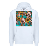 White cute pig with patches seamless pattern Premium Hoodie - HRA Design Shop