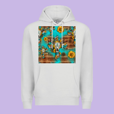 Bull Skull Cross Seamless Pattern Premium Hoodie Designed By Hra Design Shop
