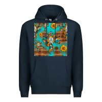 Navy bull skull cross seamless pattern Premium Hoodie - HRA Design Shop