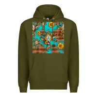 Army Green bull skull cross seamless pattern Premium Hoodie - HRA Design Shop